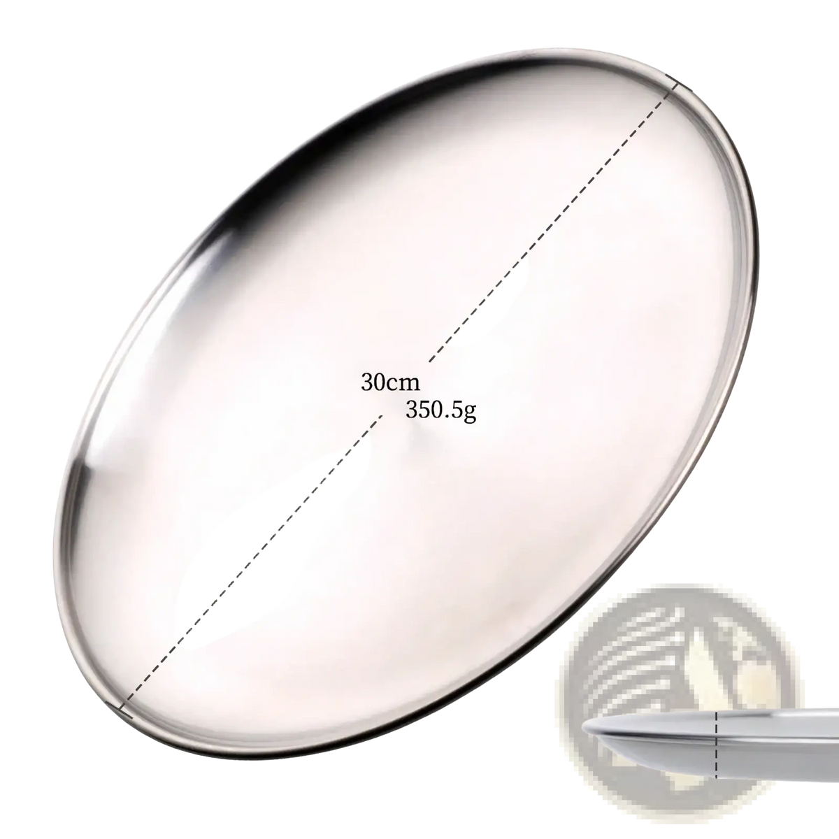 A sleek oval stainless steel European serving dish with polished finish and rounded edges for dinner service