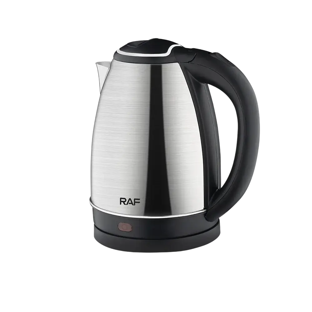 Black and stainless steel stainless steel electric kettle 2l 1500w with sleek brushed metal body and ergonomic handle