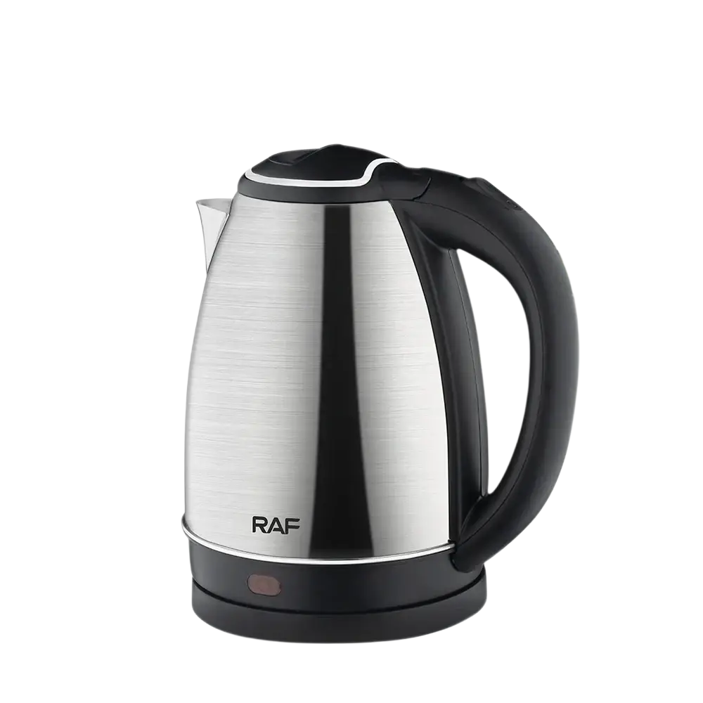 Stainless steel electric kettle 2l 1500w with black ergonomic handle and sleek brushed finish for efficient boiling