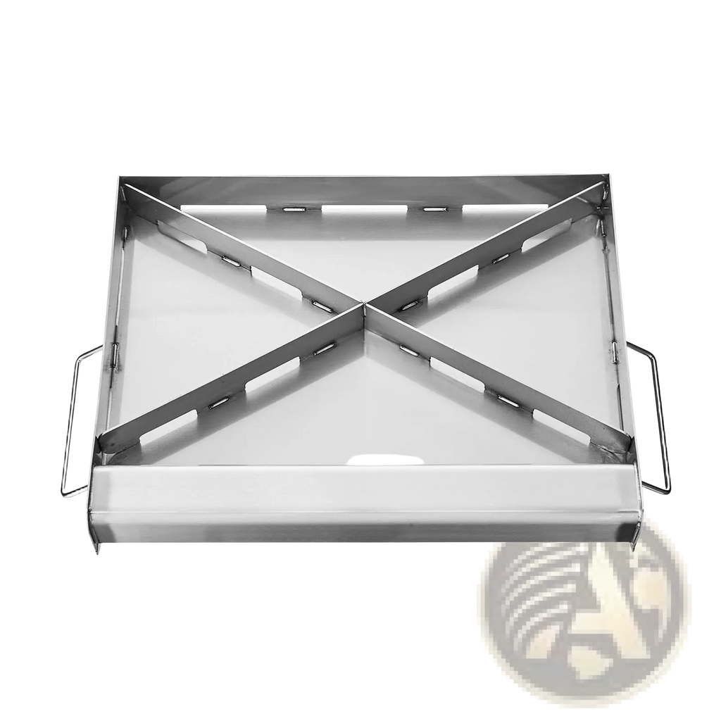 Stainless steel flat top griddle bbq grill pan with rectangular shape cross-shaped divider and two side handles