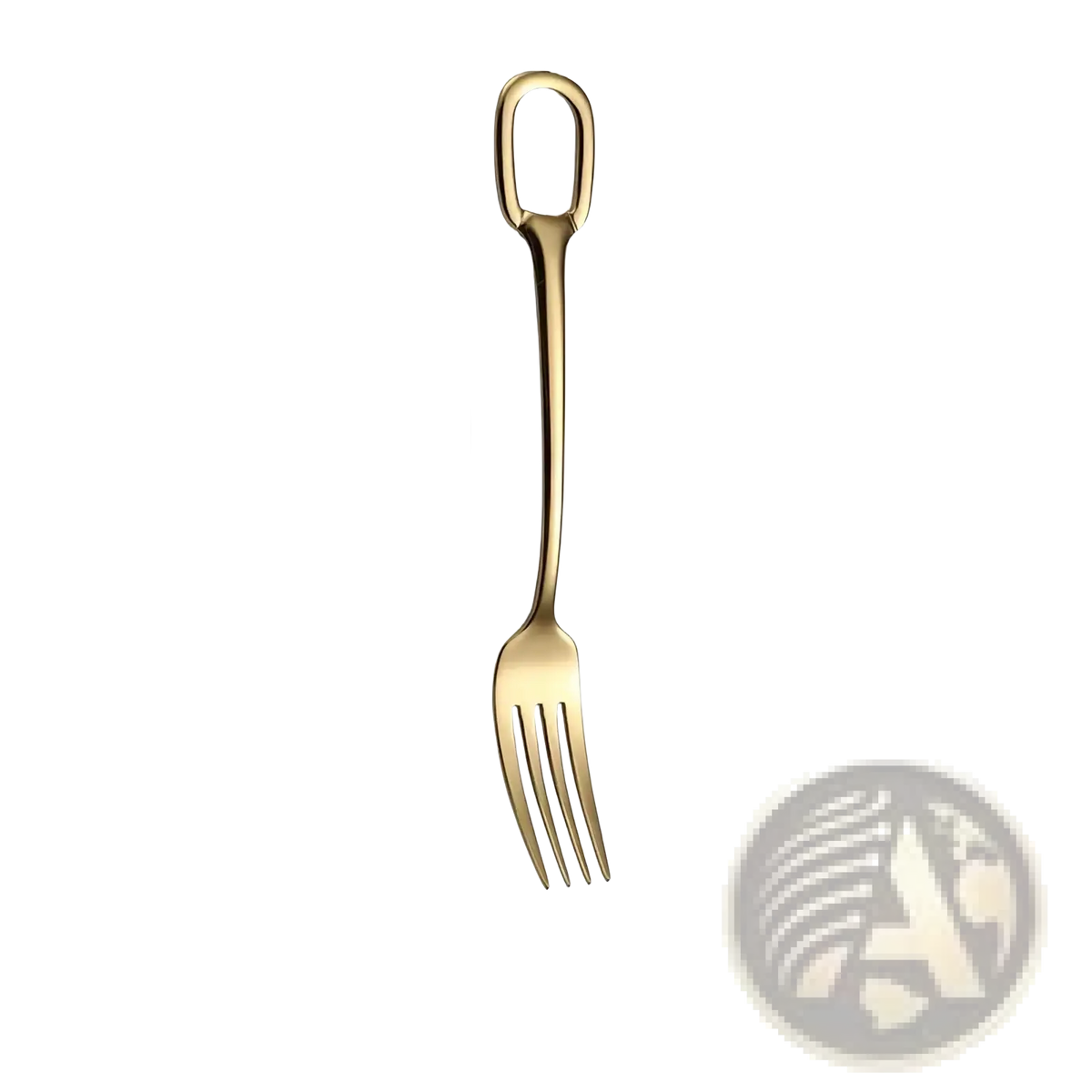 A sleek 20.5cm gold stainless steel fork with a polished finish and loop handle from flatware set