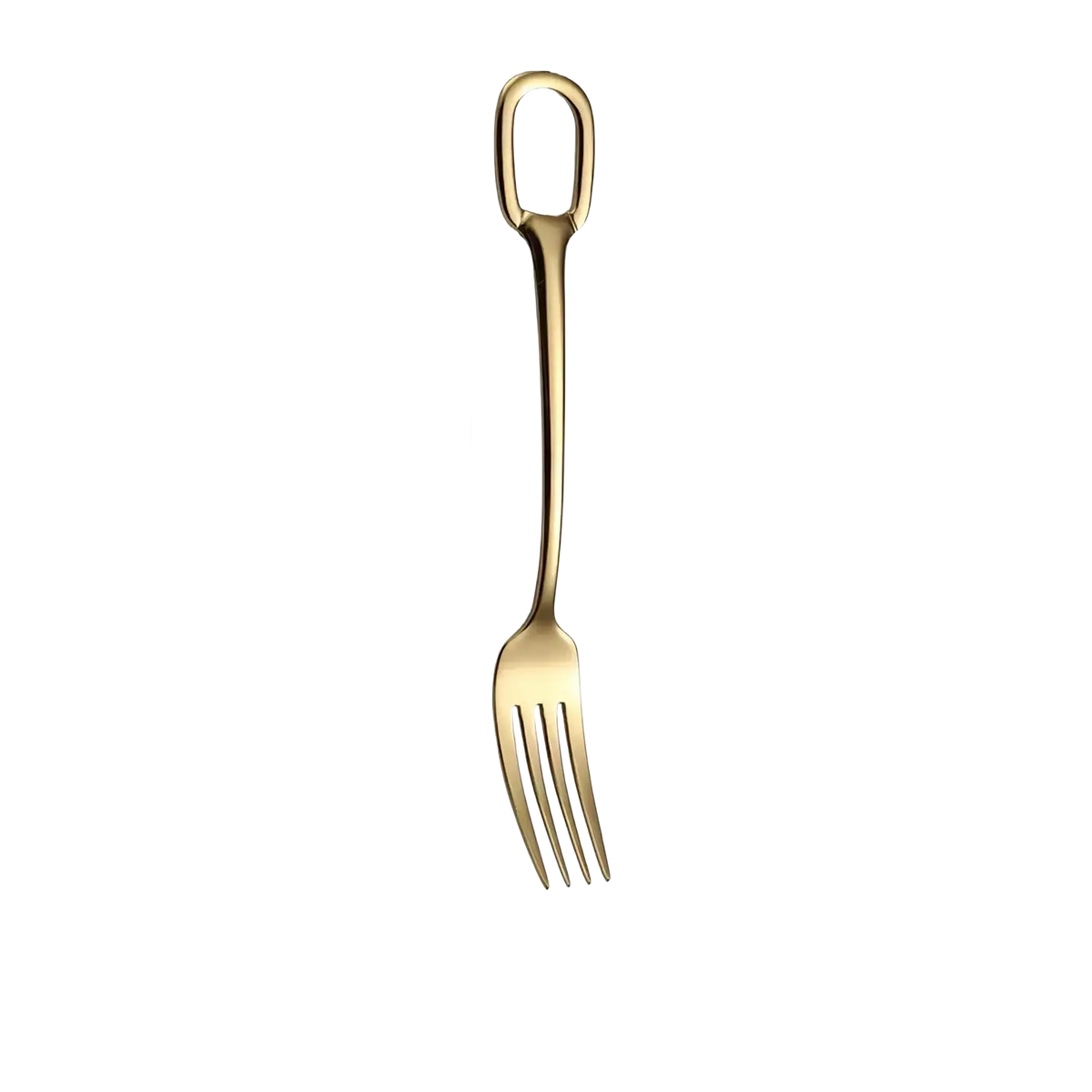 A sleek 20.5cm gold stainless steel fork with a polished finish and loop handle from flatware set