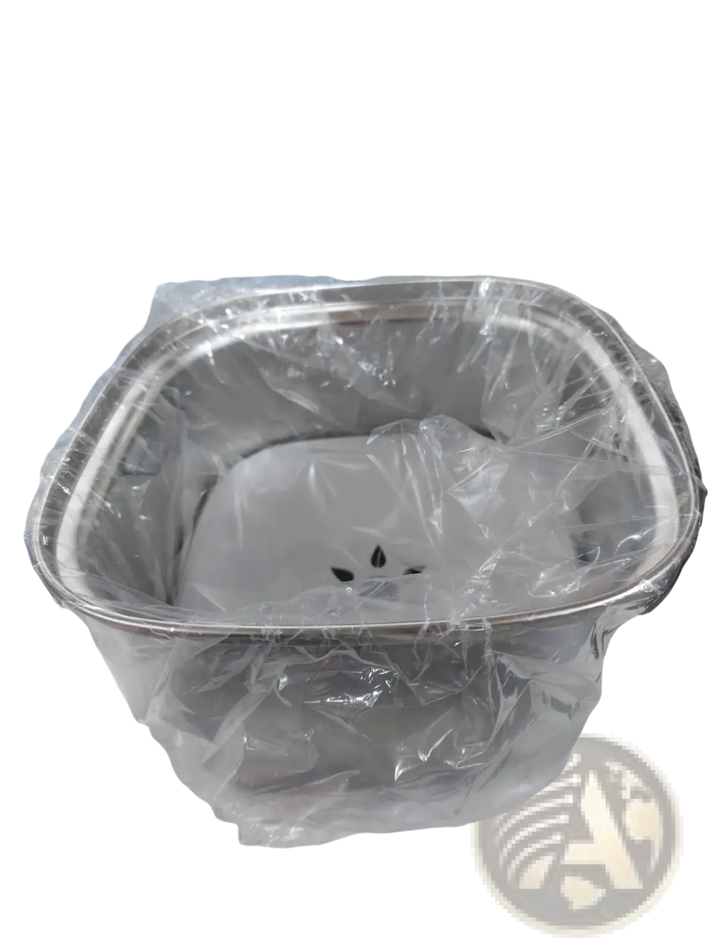 Silver stainless steel rectangular food steamer basket wrapped in clear plastic for stainless steel floating dog water bowl