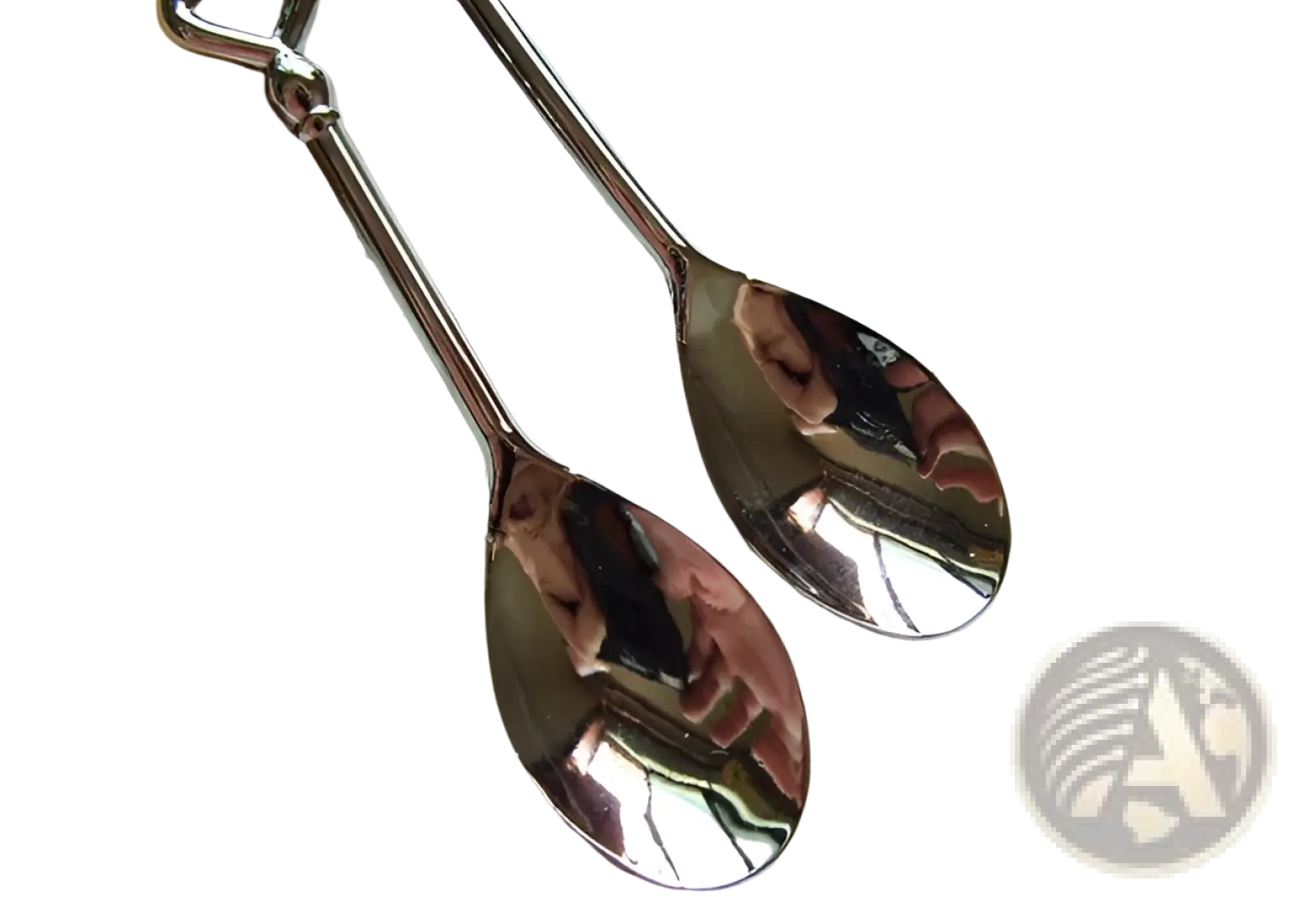 Shiny silver stainless steel heart coffee spoons with long slender handles and reflective bowls in a gift set