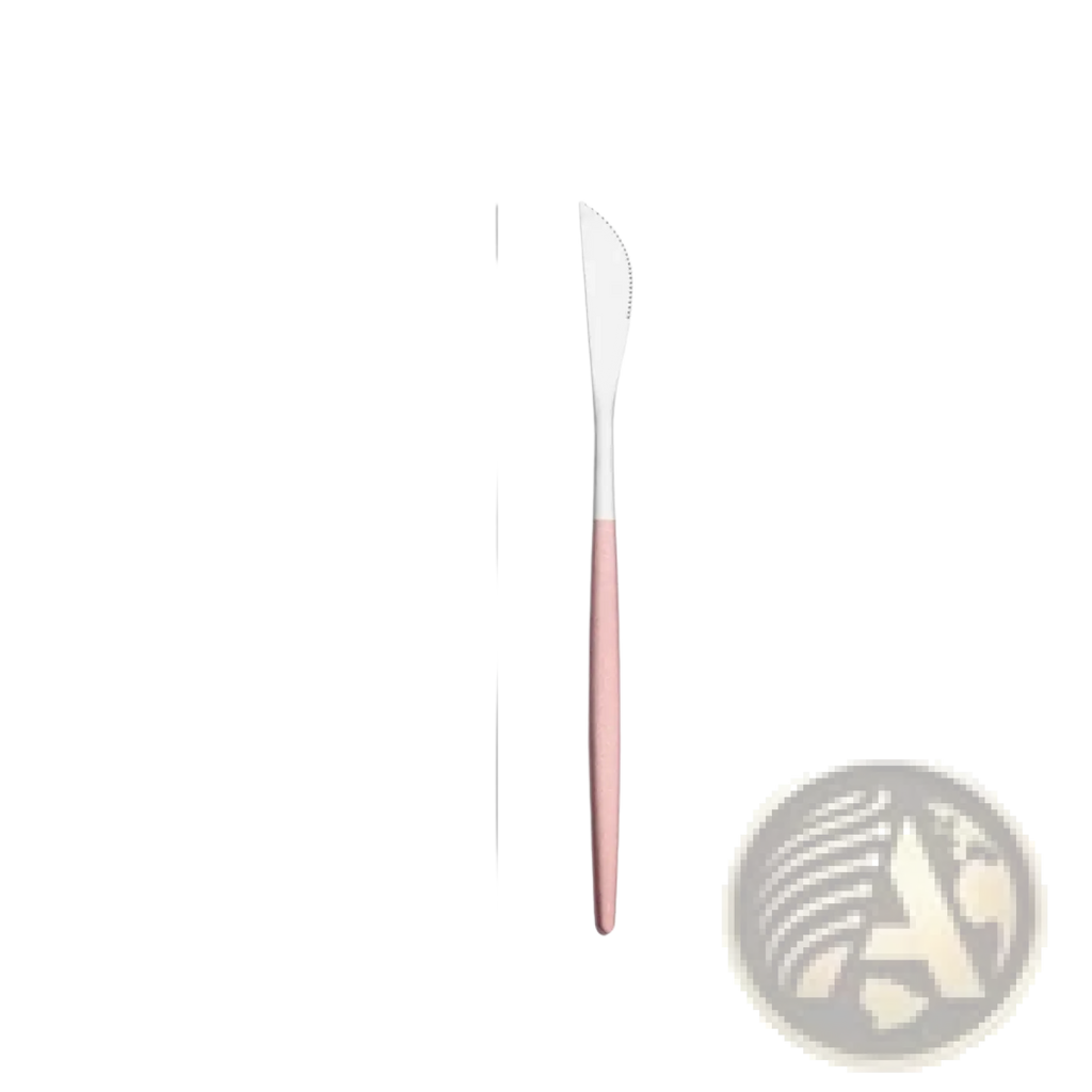 A sleek pink-handled butter knife with a polished stainless steel blade from the Stainless Steel Luxury Pink Cutlery Set