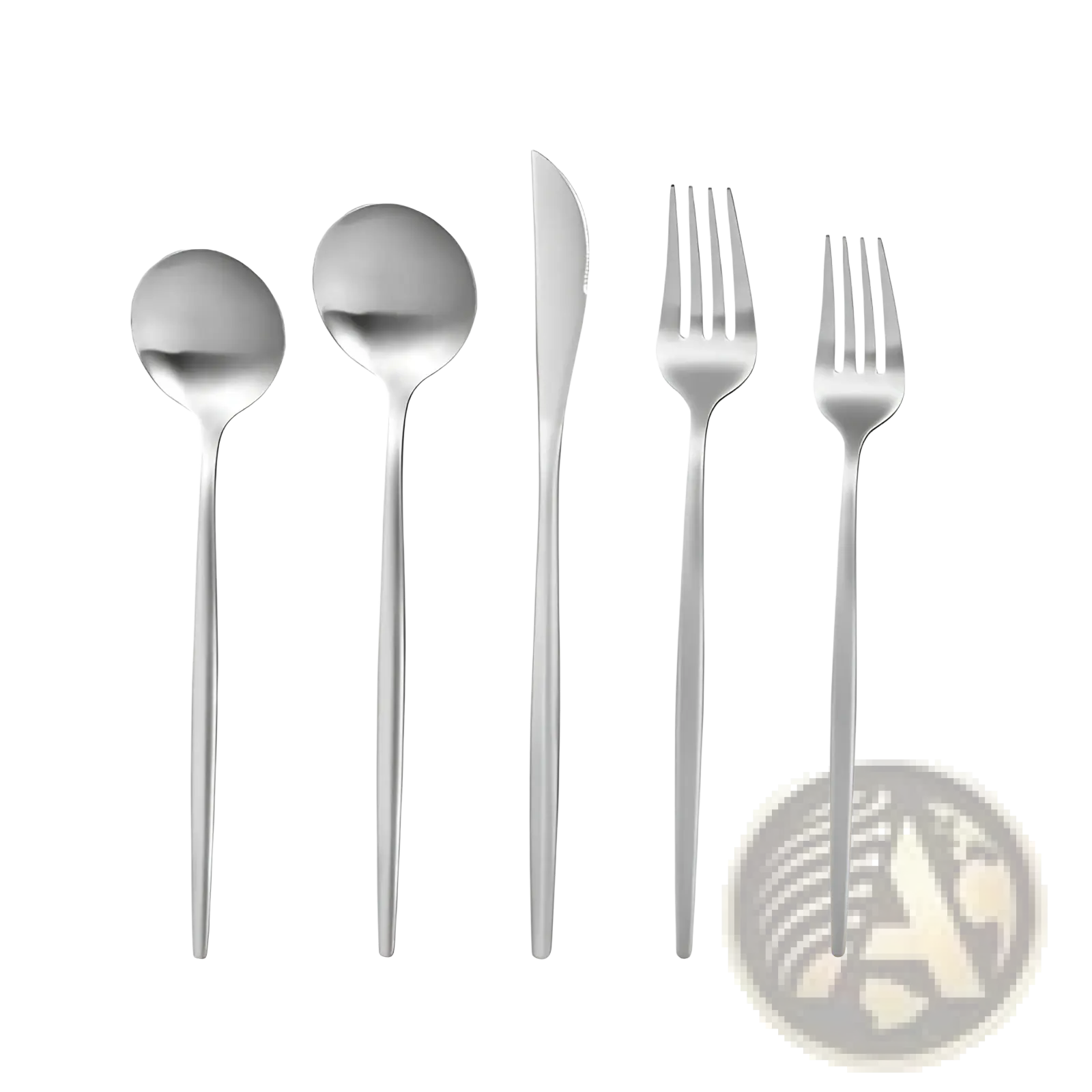 Modern stainless steel flatware set with sleek minimalist design and polished finish for elegant dining