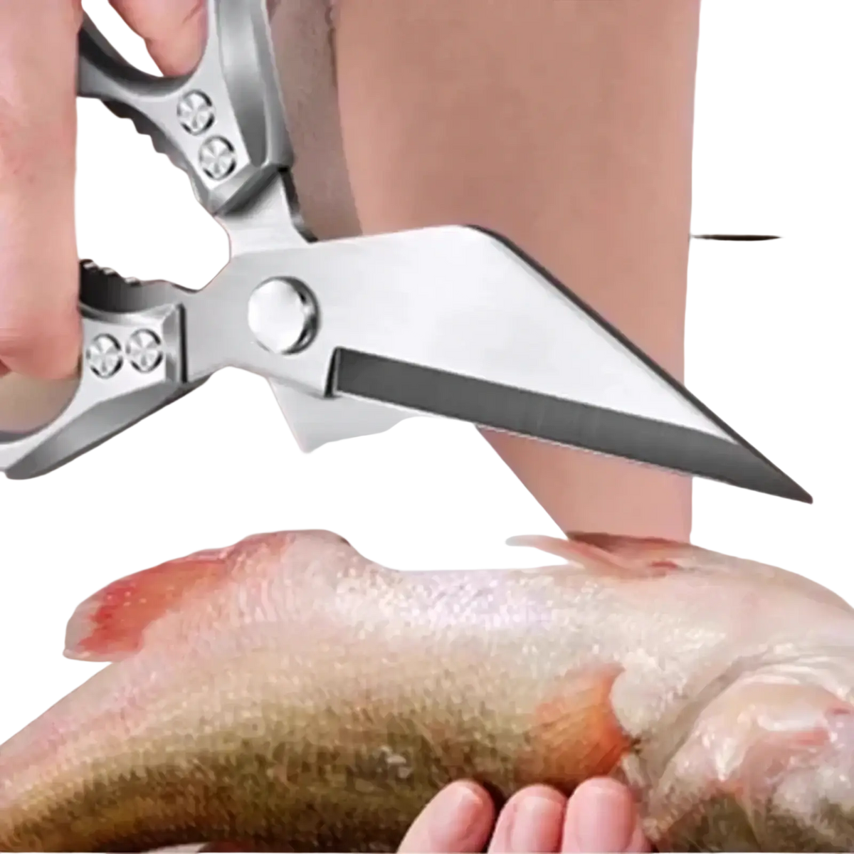 Stainless steel multi-function kitchen scissors with sleek modern design and reinforced handles for durability