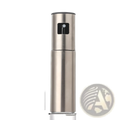 A sleek 100ml stainless steel oil sprayer with a black nozzle and measurement scale for precise spraying