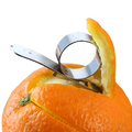 Stainless steel orange peeler ring citrus tool with shiny finish and sleek curved design for easy peeling