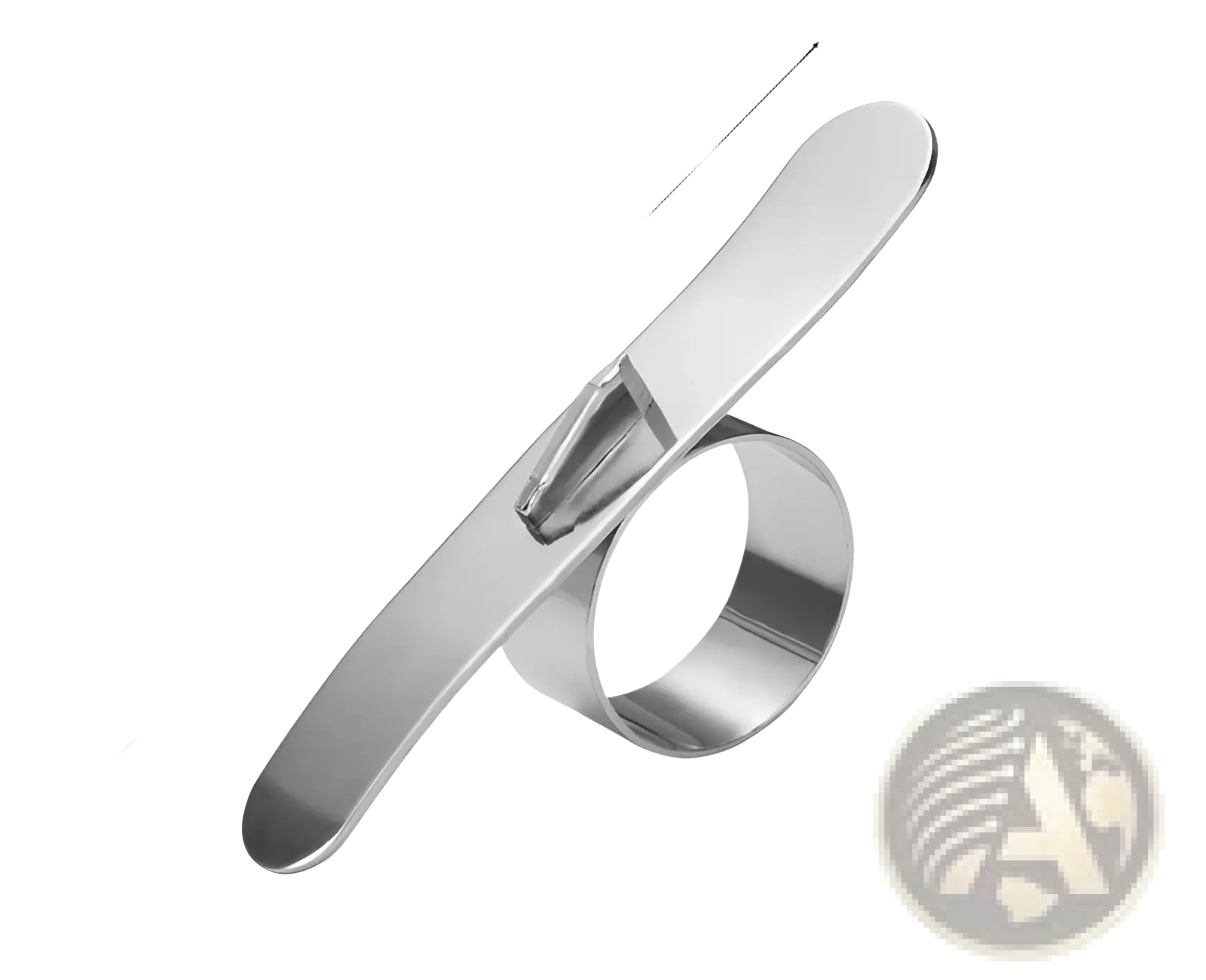 A sleek stainless steel orange peeler ring with polished finish and ergonomic design for easy citrus peeling