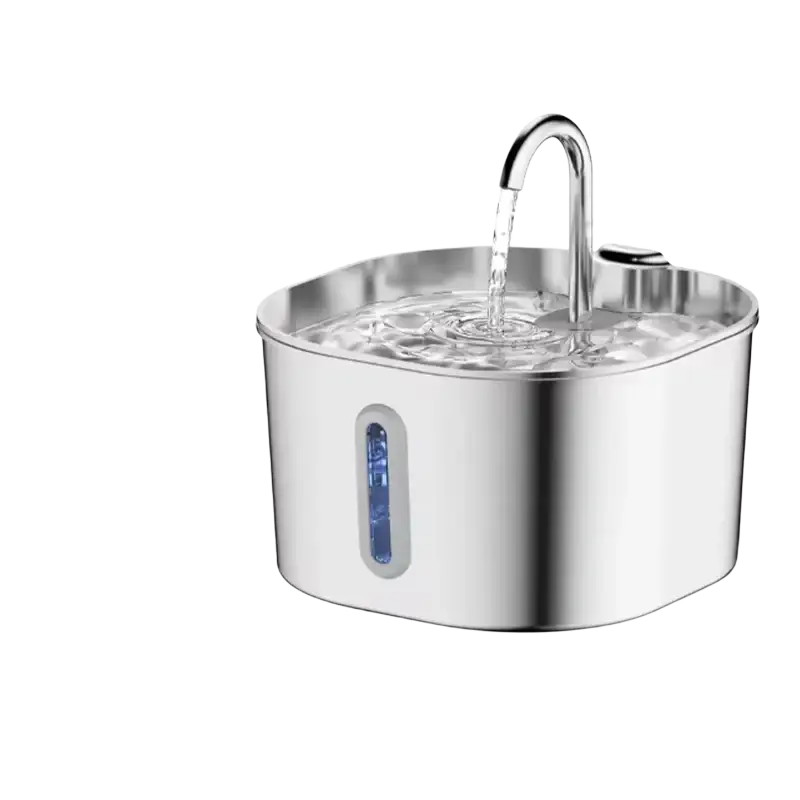 Stainless steel 2.2l pet water dispenser and fountain with curved spout blue led water level indicator and water pump