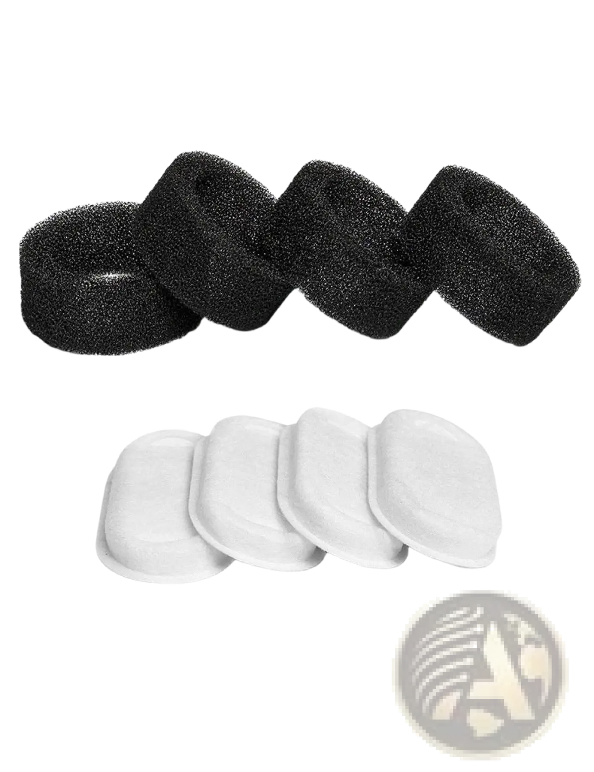 Set of 12 black and 12 white foam replacement filters for stainless steel pet water fountain with filter