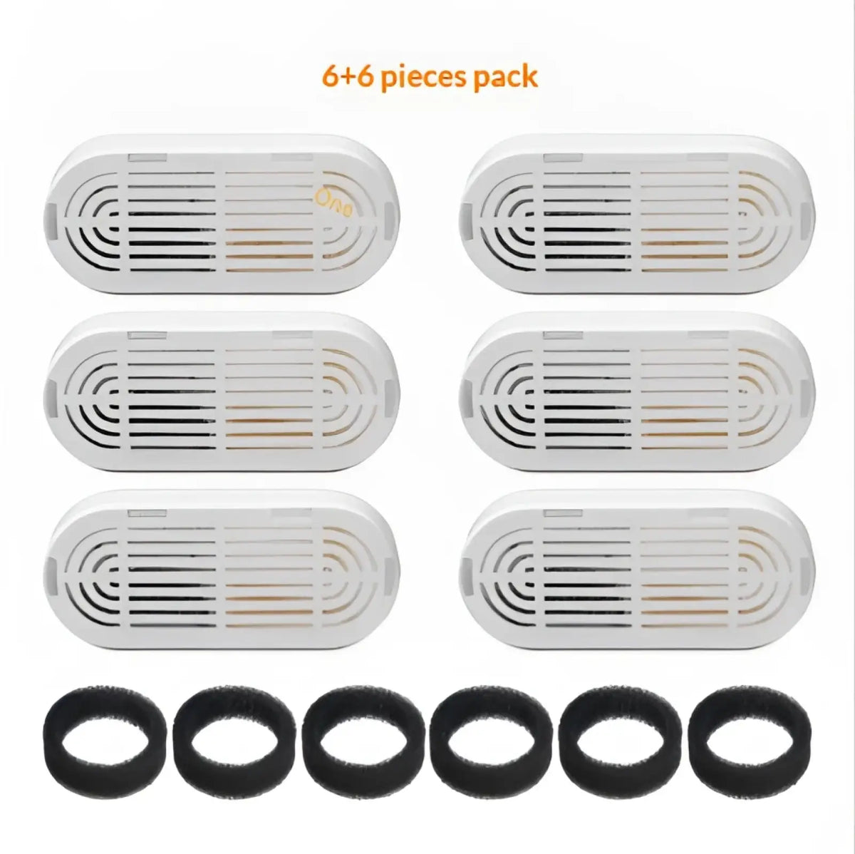 White oval stainless steel air freshener diffusers with grid pattern and black rubber rings for pet water fountain filter