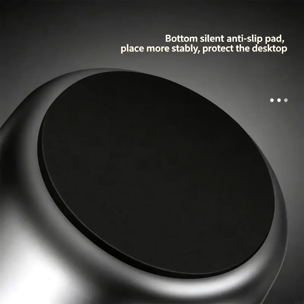 Black circular anti-slip pad with sleek metallic rim for stainless steel pot lid and spoon holder stand stability