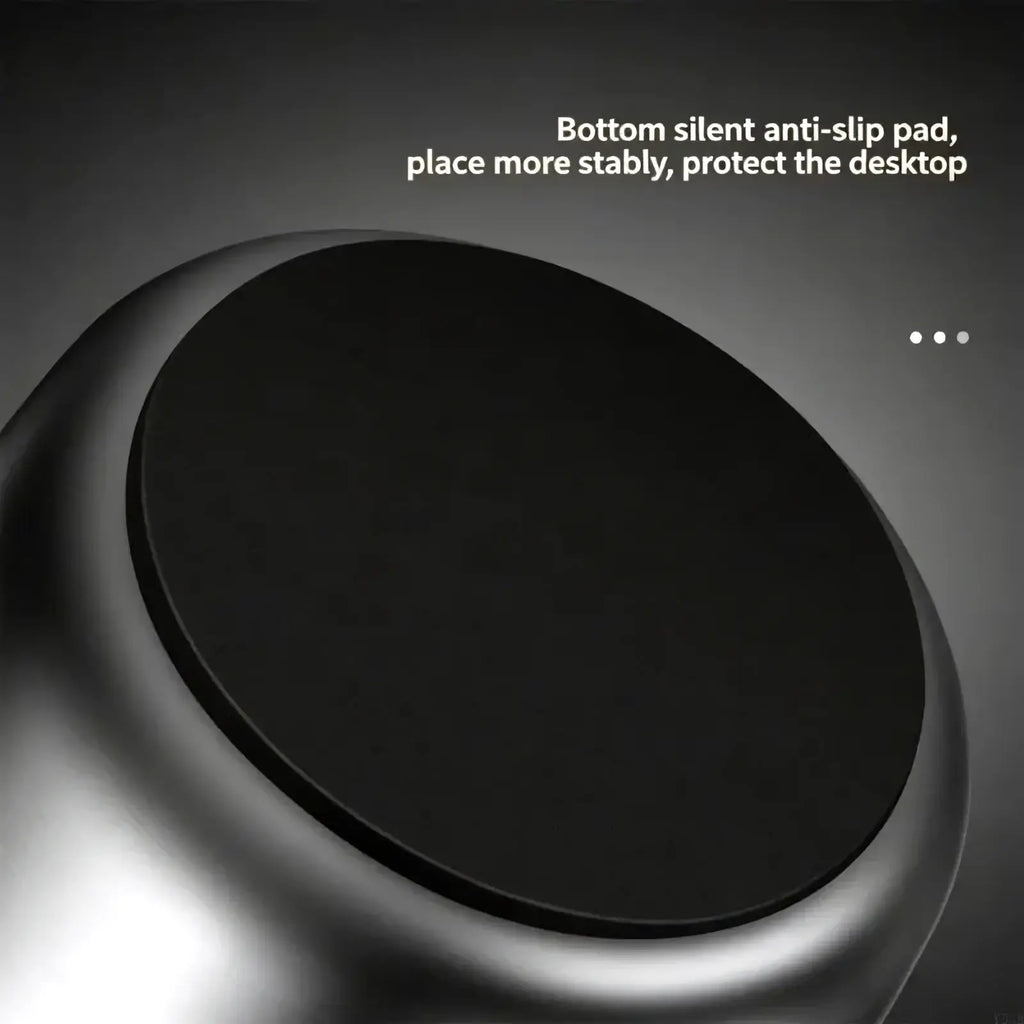 Black circular anti-slip pad with sleek metallic rim for stainless steel pot lid and spoon holder stand stability