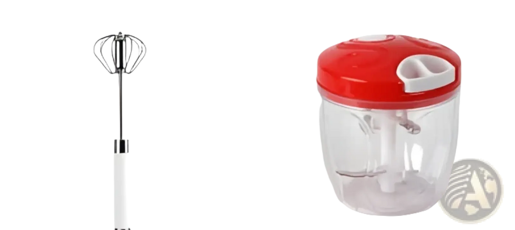 Red and clear plastic 900ml semi automatic rotating egg beater whisk with white handle and stainless steel components