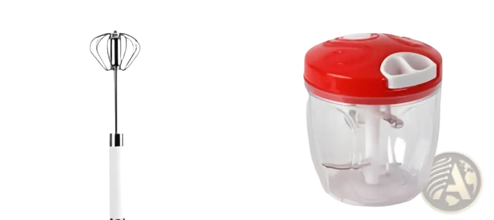 Red and clear plastic 900ml semi automatic rotating egg beater whisk with white handle and stainless steel components