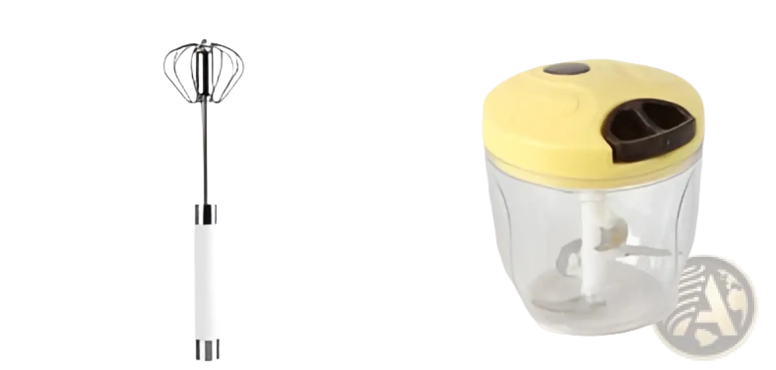 Yellow and clear plastic 900ml food processor with black handle for stainless steel semi automatic rotating egg beater whisk
