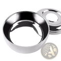 Stainless steel shaving soap bowl with lid in shiny silver round design for grooming and shaving use
