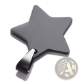 Black stainless steel star pendant necklace with matte finish and polished metal clasp in gold tone
