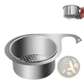 Stainless steel swan sink strainer basket filter with perforated base and integrated handle for efficient drainage