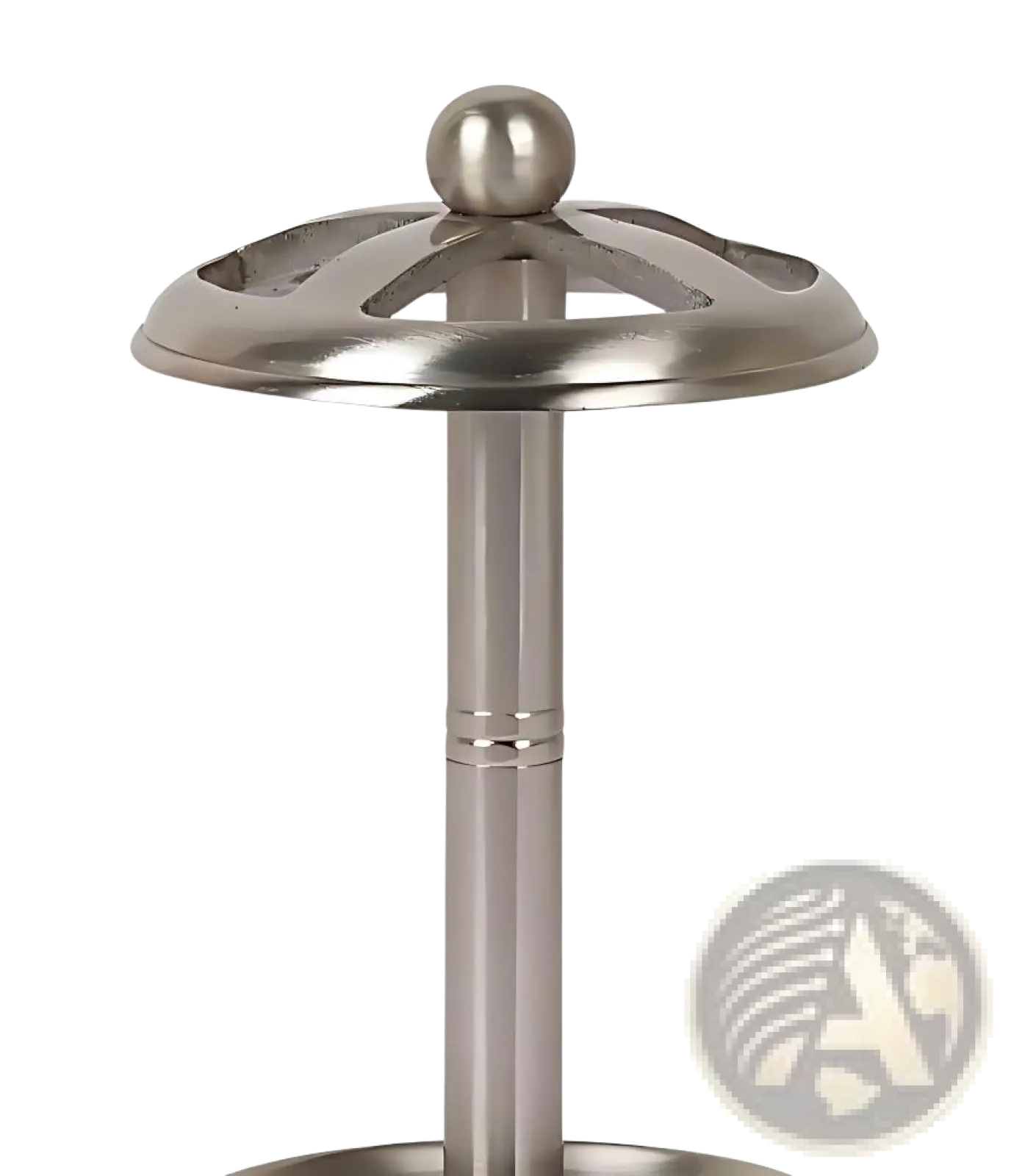 Stainless steel toothbrush holder with brushed pewter finish and decorative cut-out top in polished design