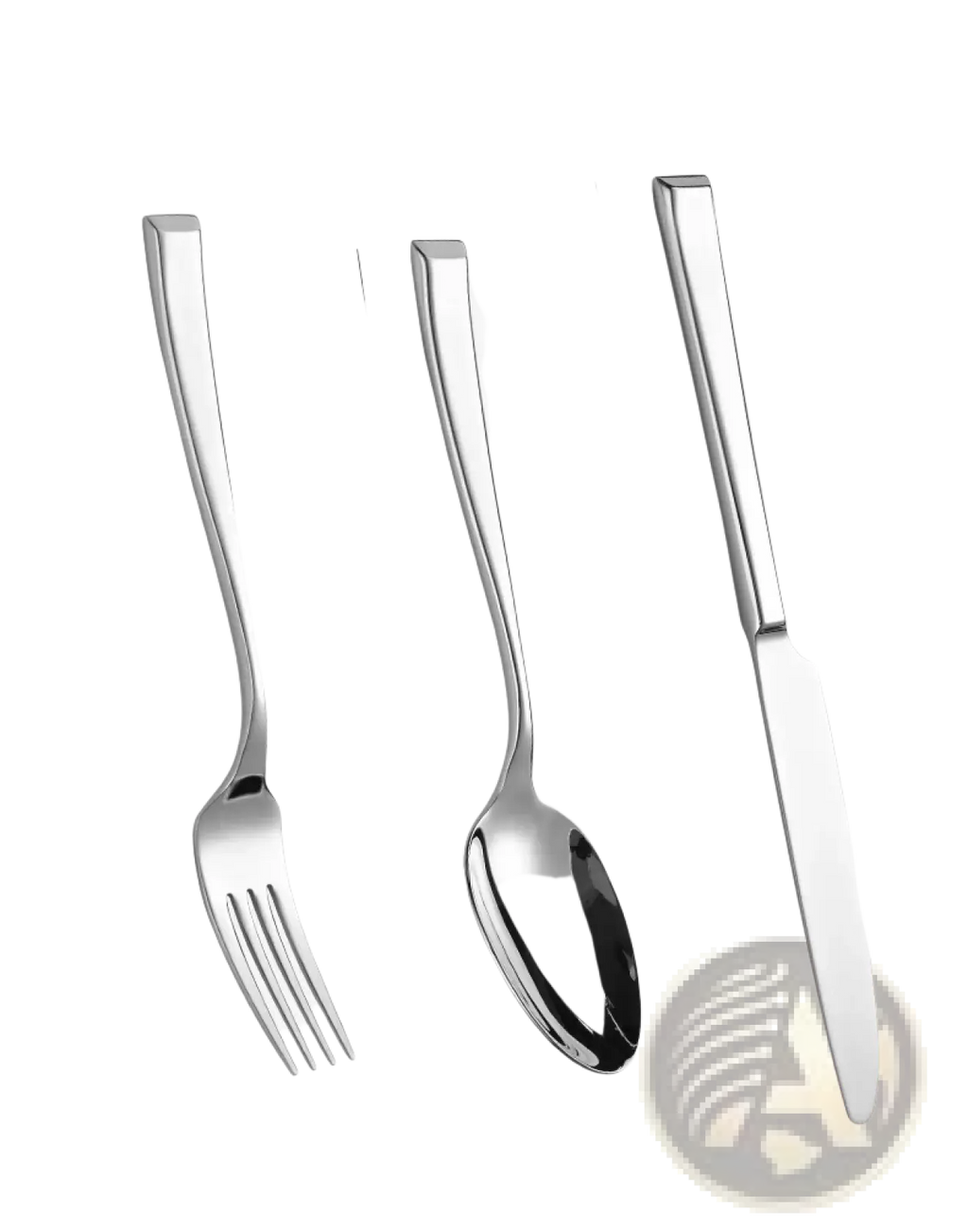 Stainless steel travel cutlery set with sleek modern fork spoon and knife in silver finish for portable use