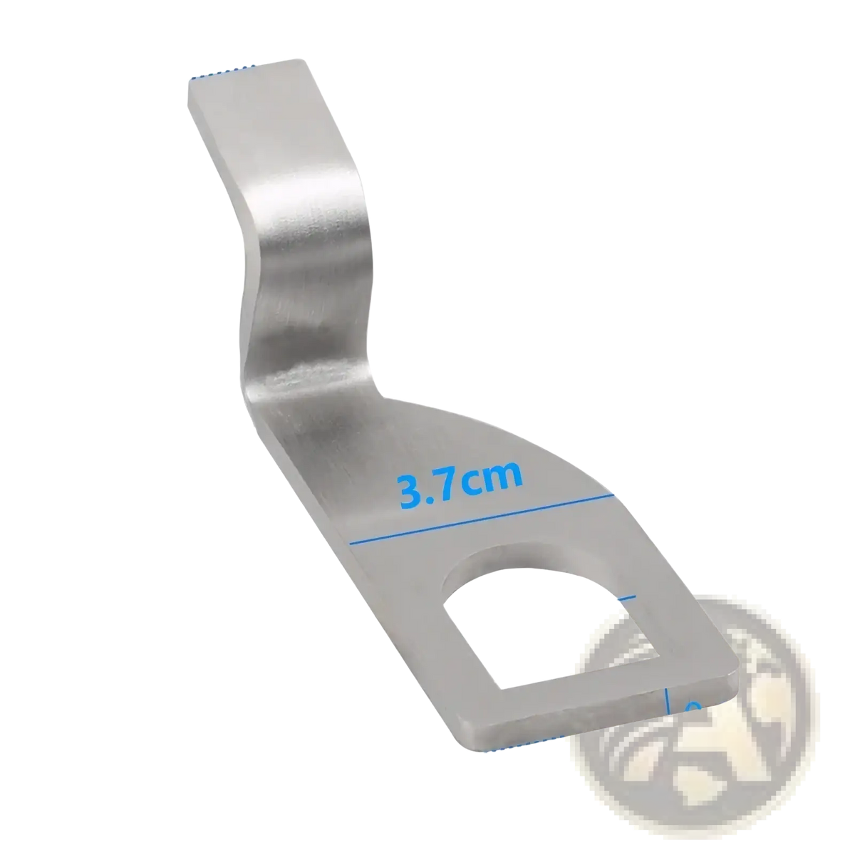 Silver stainless steel l-shaped vehicle tailgate standoff vent lock bracket with curved top and circular hole base