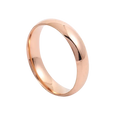 A sleek rose gold stainless steel wedding band with a smooth polished finish and classic rounded profile