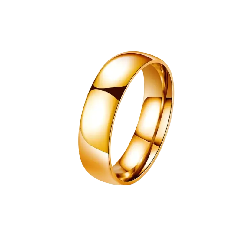 Rose gold stainless steel wedding band 6mm with smooth polished finish and classic minimalist design