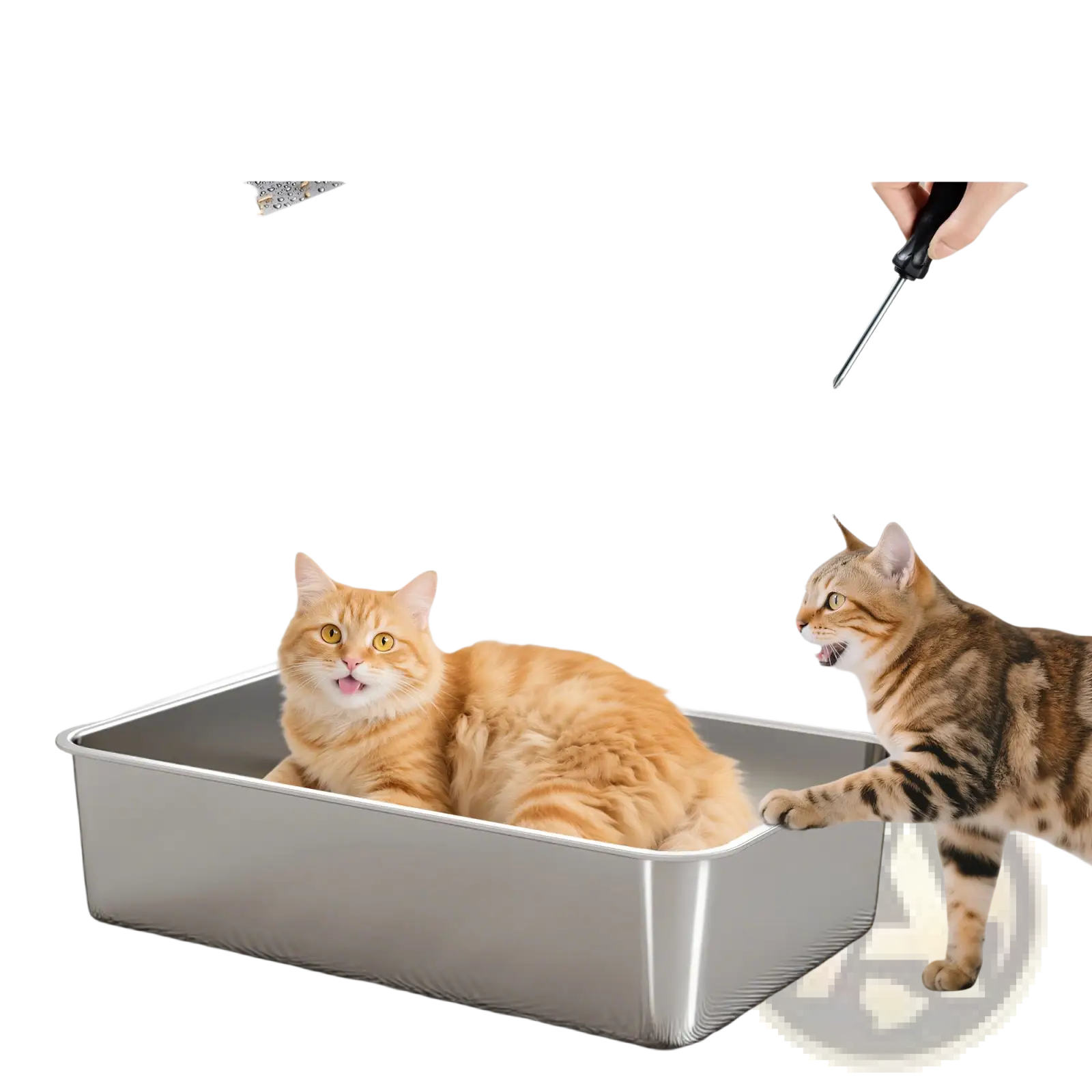 Stainless steel xl enclosed cat litter box with a sleek reflective surface and rounded corners