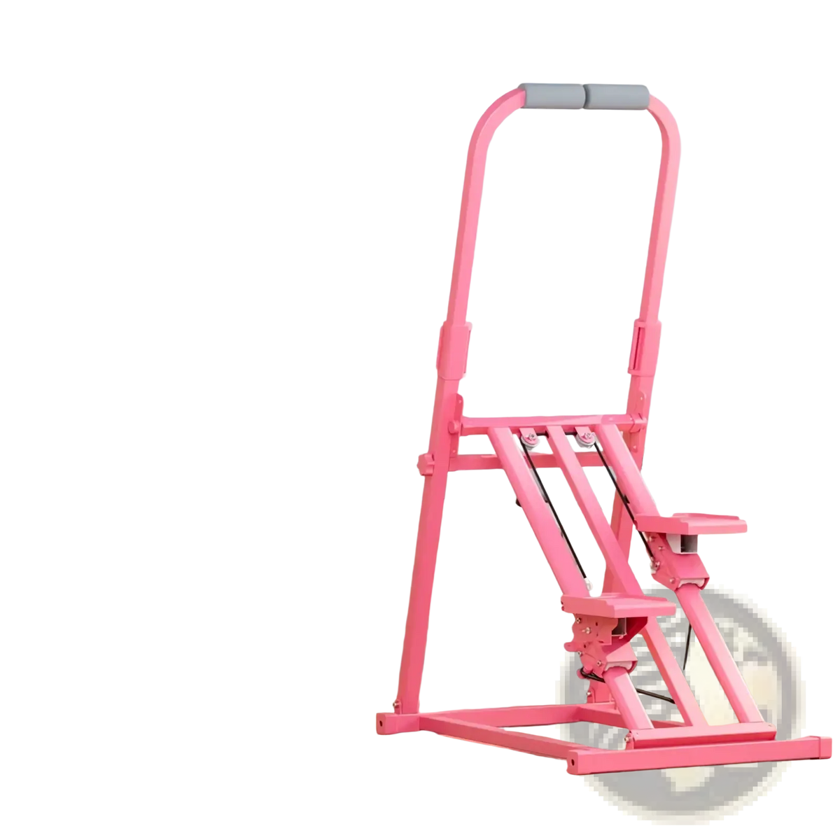 Pink metal stair climbing machine with adjustable handrails and steps for home fitness step exercise equipment
