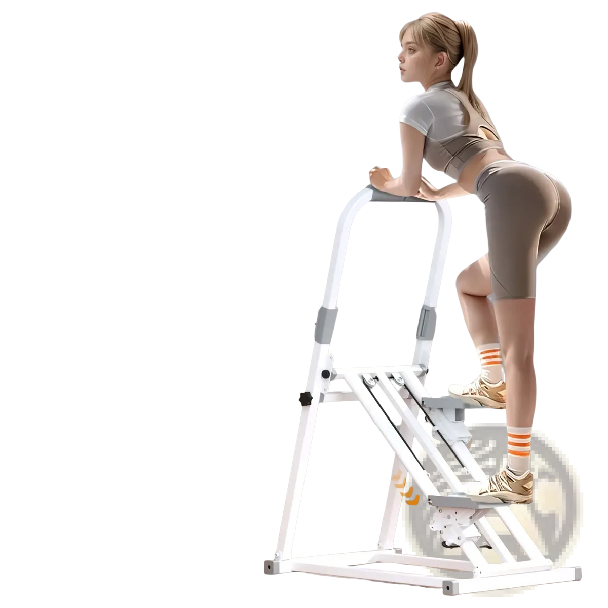 White metal home fitness stair climbing machine with adjustable handrails and steps for exercise use