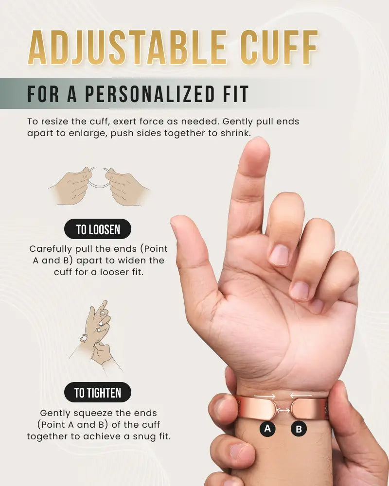 Rose gold shielded knot magnetic copper bracelet for men with adjustable cuff and sleek minimalist design for personalized fit