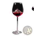 Starfish sea horse crystal red wine glass 400ml with a clear stem and dynamic red wine splash inside