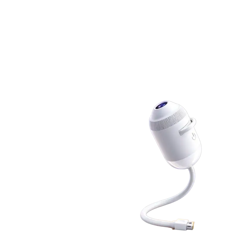 White sleek cylindrical starry sky night light atmosphere lamp with flexible neck and usb cable for ceiling projection