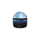 A sleek black and blue rgb starry sky projection light with a faceted dome casting vibrant multicolored night lights