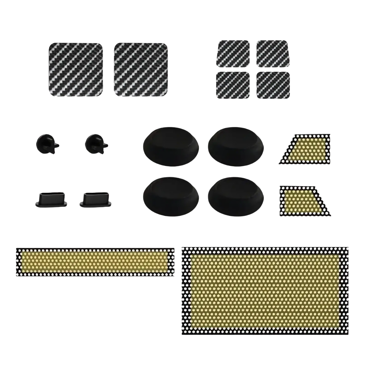 Carbon fiber and black rubber protective accessories kit for steam deck gaming controllers with dust filters and protection