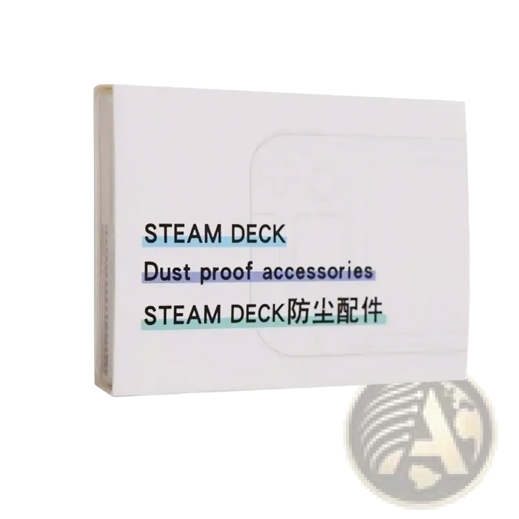 White rectangular box of steam deck dust filters and protection accessories set with labeled dimensions visible