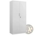 White steel file cabinet 70 inch with two lockable doors vertical handles and key lock for secure storage