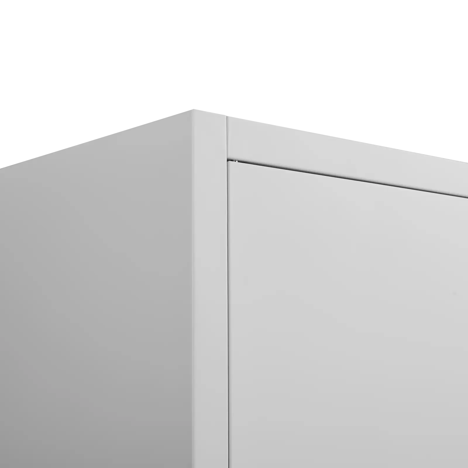 White steel file cabinet 70 inch with smooth minimalist corner design and lockable two-door storage