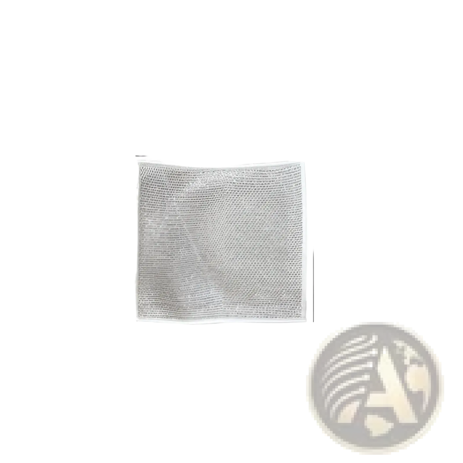 A square 20x20cm silver metallic steel wire mesh dishcloth kitchen scrubber for cleaning purposes