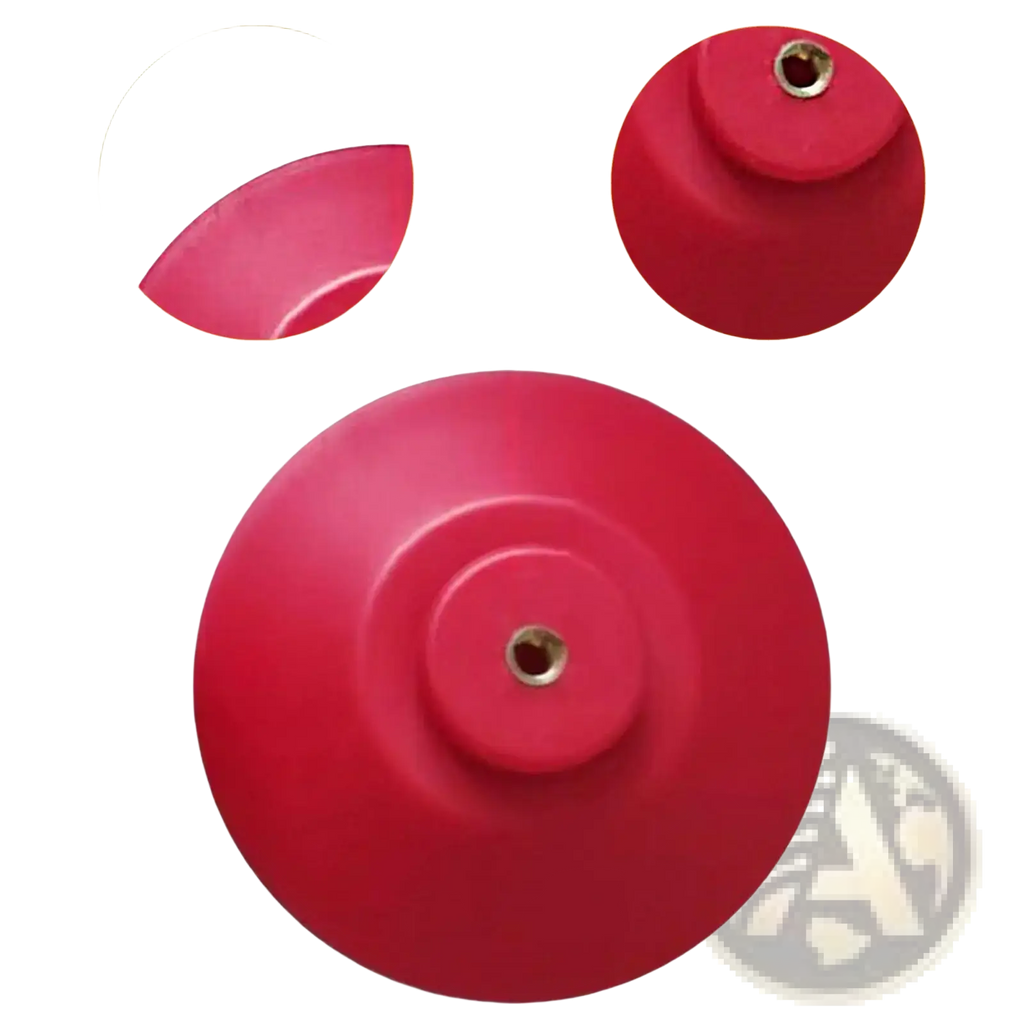Red circular suction cup with metallic threaded hole for steering wheel holder stand base universal alignment tool use