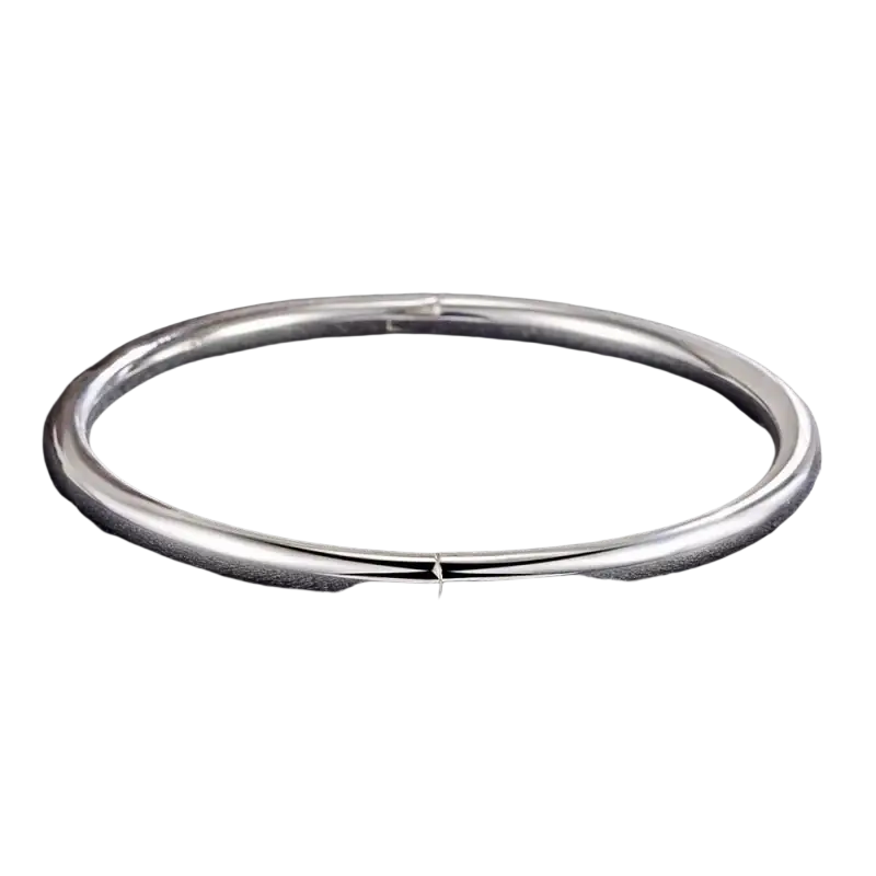 Sterling silver 4mm bangle bracelet for women with a sleek minimalist design and polished hinged closure