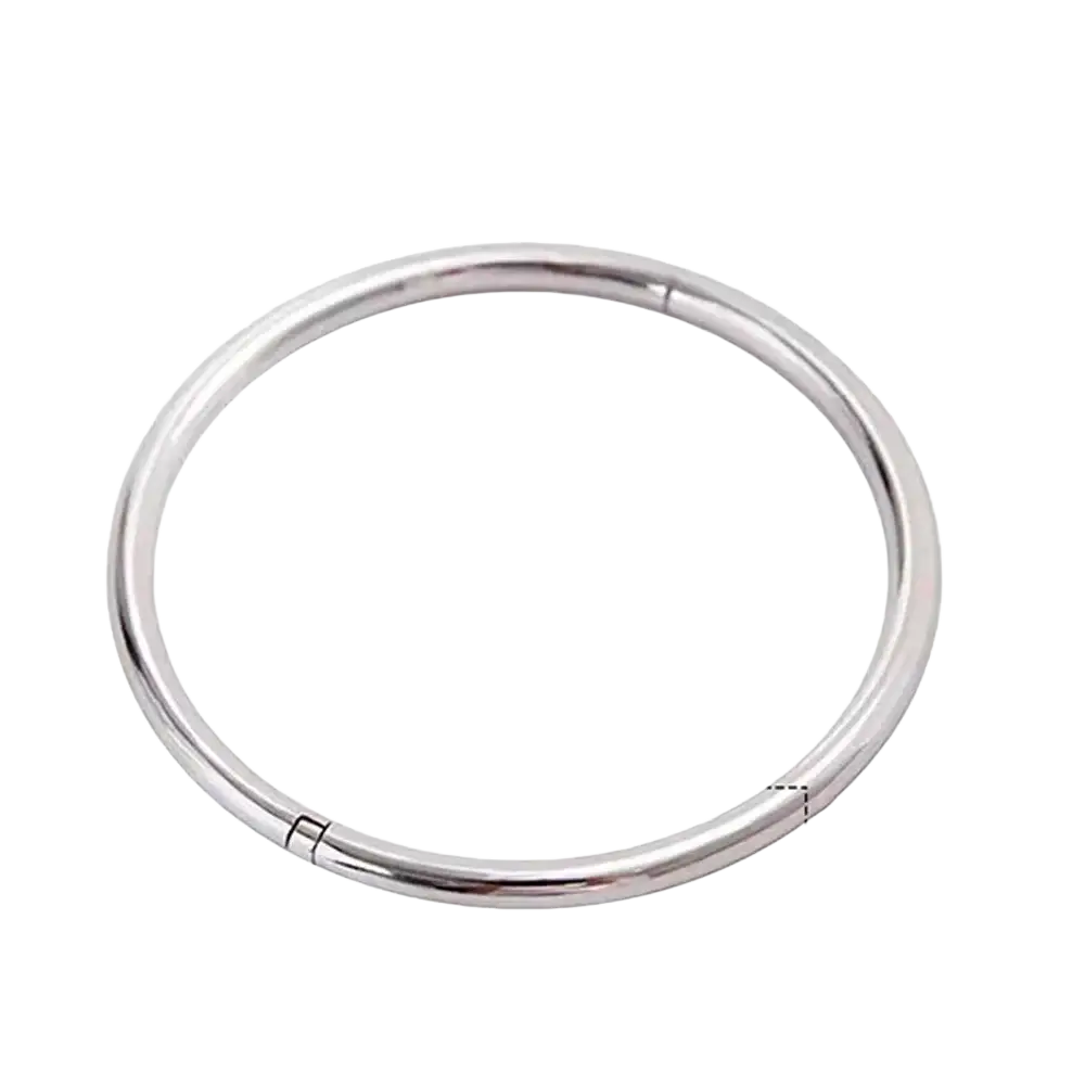Sterling silver 4mm hinge bangle bracelet for women with a sleek 57mm diameter and polished silver-toned finish