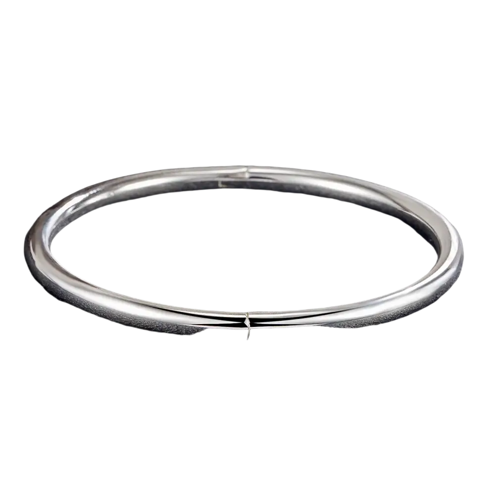 Sterling silver 4mm hinge bangle bracelet for women featuring a sleek minimalist design with a polished finish