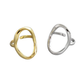 Two minimalist adjustable open ring finger rings in polished gold and sterling silver 925 for women