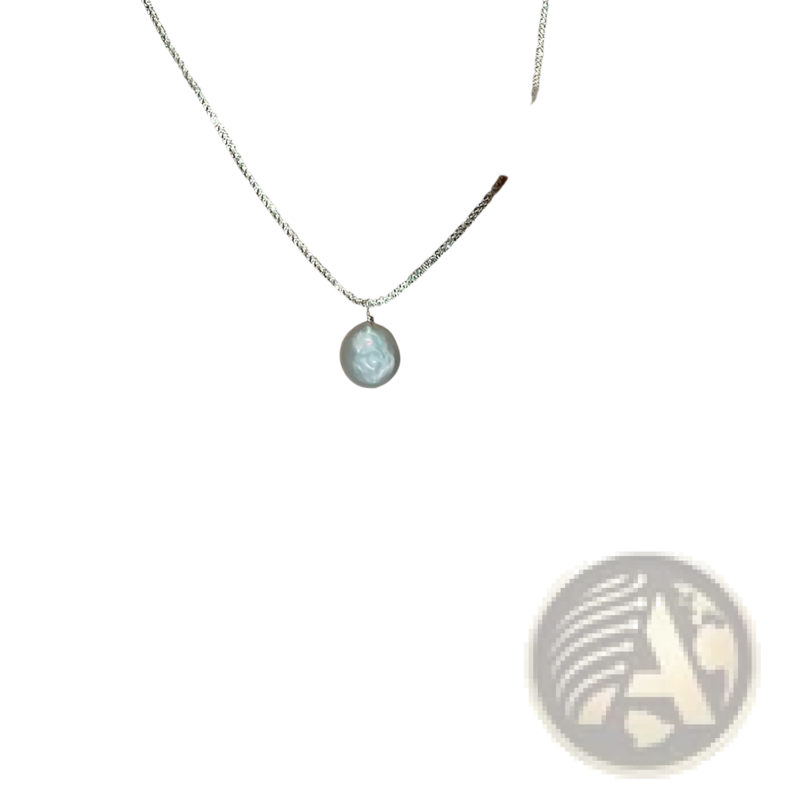 Sterling silver baroque pearl starry sky necklace with a delicate silver chain and single oval freshwater pearl pendant