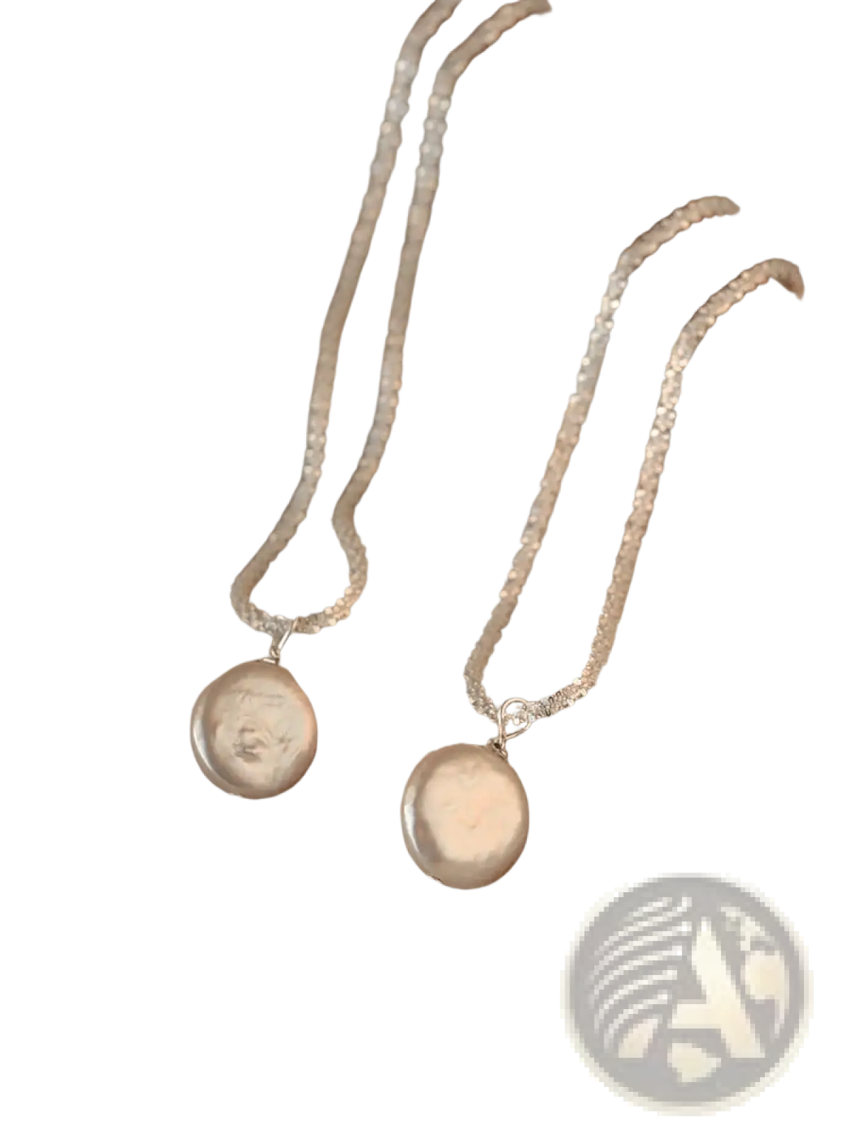 Two sterling silver chains each featuring a round lustrous freshwater pearl pendant from the baroque pearl starry sky necklace