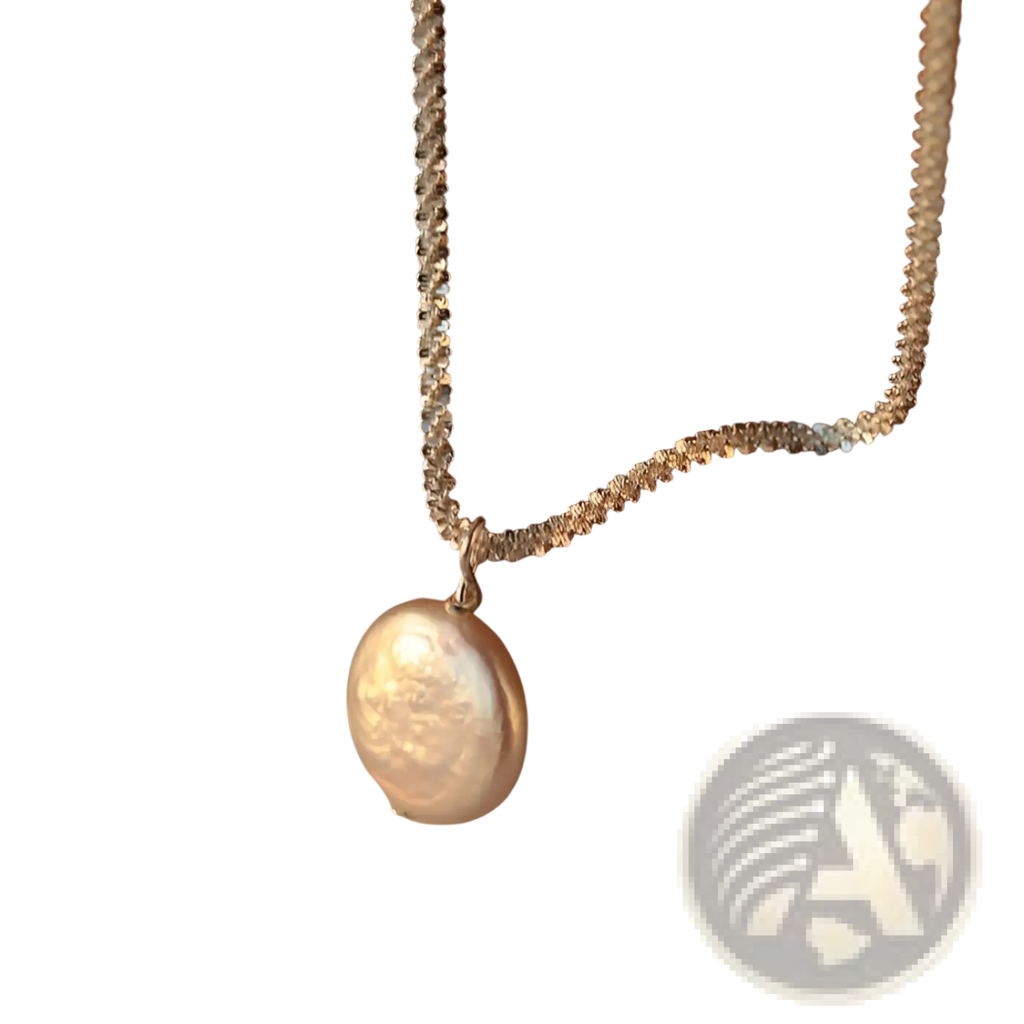 Sterling silver baroque pearl starry sky necklace with a delicate silver chain and single off-white freshwater pearl pendant